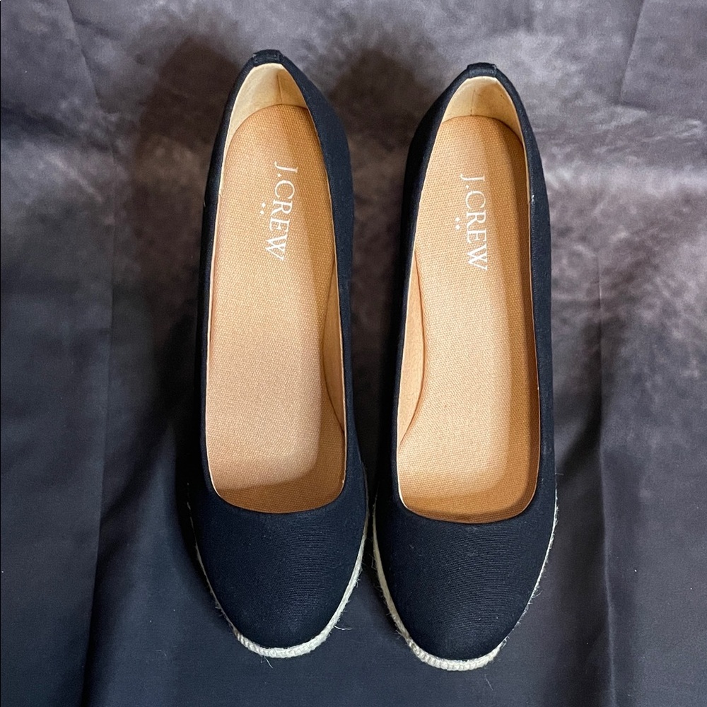 J. Crew Black Espadrille Wedge Heels